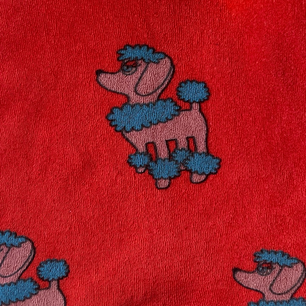 Hugo Loves Tiki Unisex Baby Red Terry Long Leg Romper - Poodle Print - 3-6M - Picture 12 of 14